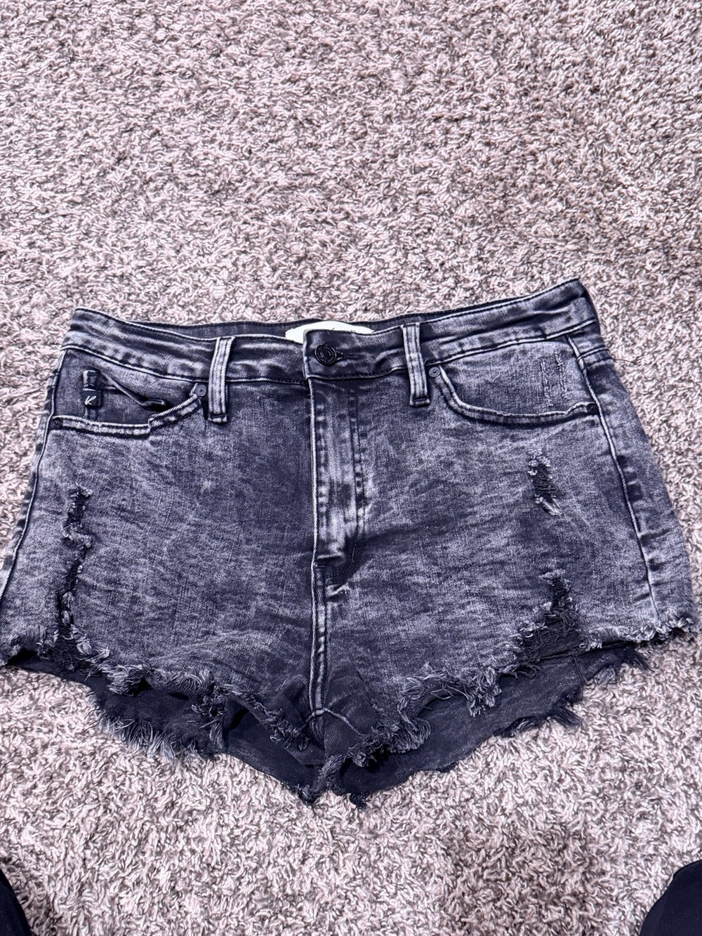 KanCan Black Washed Distressed Denim Shorts